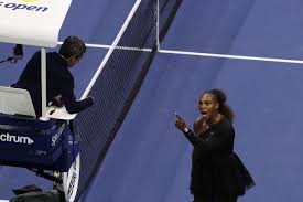 Serena Points at Umpire